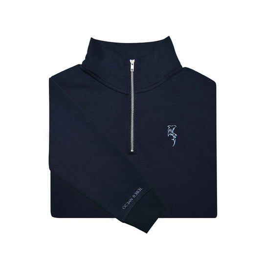 Oversized Quarter Zip Sweatshirt - Navy